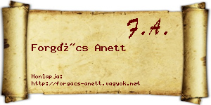 Forgács Anett névjegykártya